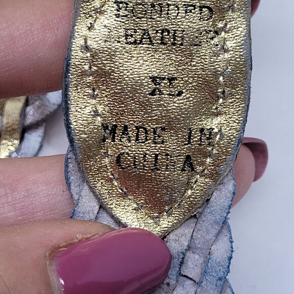 Vtg Metallic Gold Silver Platinum Braided Leather Belt Sz XL Western‎ Glam Disco main image 10